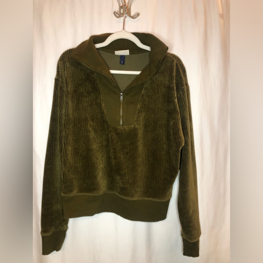 Universal Thread Collared Green Quarter-zip Sweater